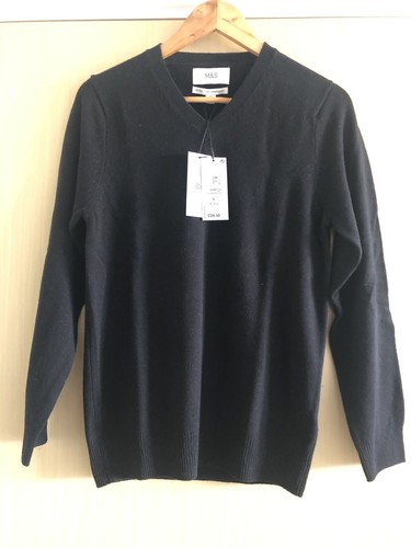 Mens black lambswool v - m&s,