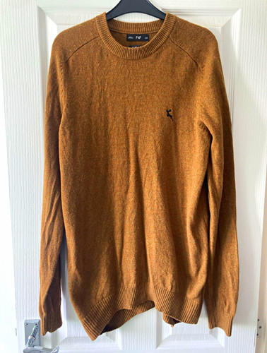 Men lambswool brown - lambswool, crew