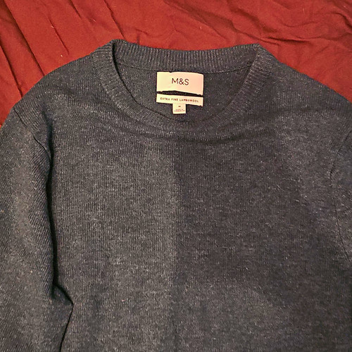Men green lambswool knit - m&s,