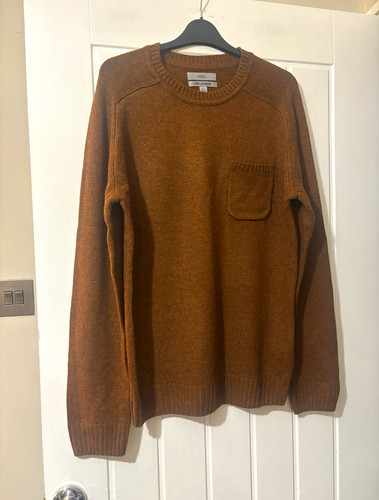 Men lambswool brown crew - m&s,